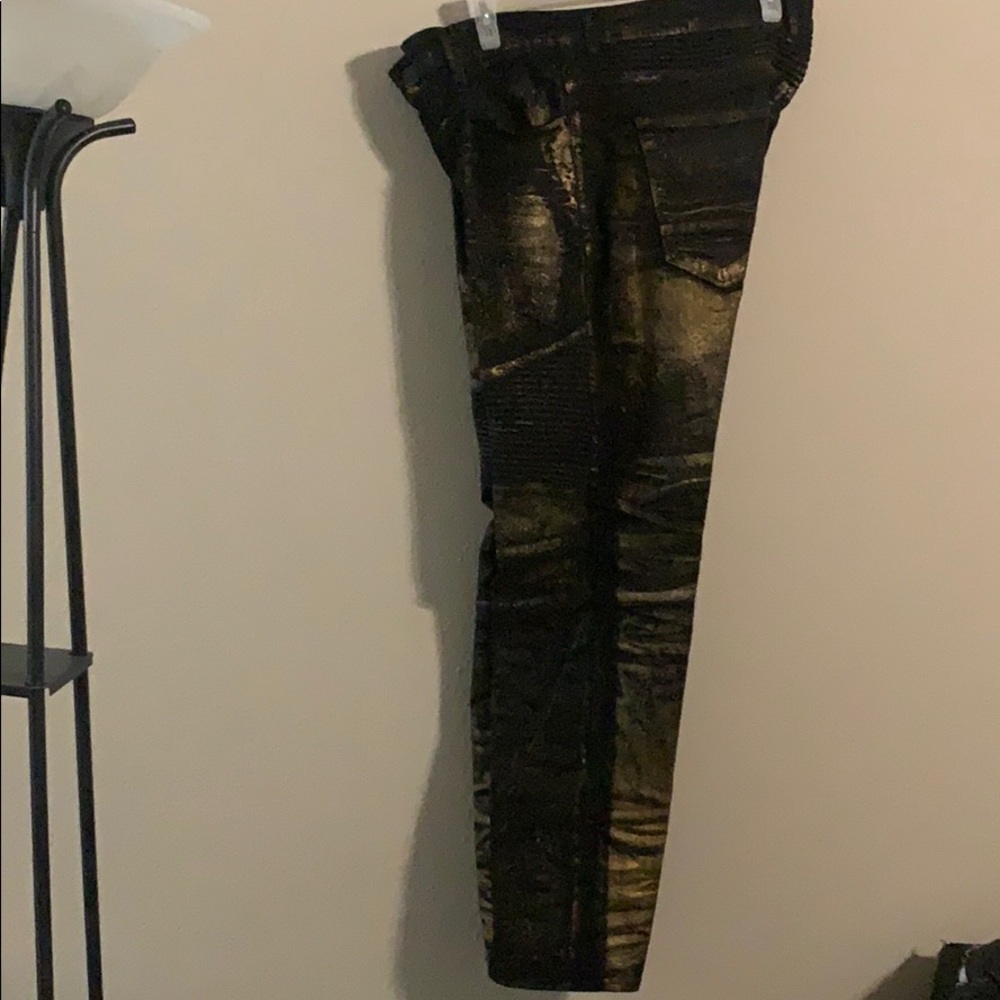 Black And Gold Metallic Jeans